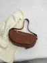 Minimalist Hobo Bag PU Brown For Daily Life