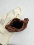 Minimalist Hobo Bag PU Brown For Daily Life