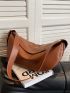 Minimalist Hobo Bag PU Brown For Daily Life