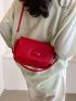 Mini Square Bag Neon Red PU Flap For Daily Life