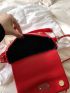 Mini Square Bag Neon Red PU Flap For Daily Life