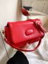 Mini Square Bag Neon Red PU Flap For Daily Life