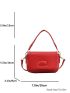 Mini Square Bag Neon Red PU Flap For Daily Life