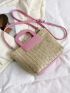 Two Tone Straw Bag Vacation For Summer