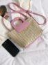 Two Tone Straw Bag Vacation For Summer
