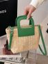 Two Tone Straw Bag Vacation For Summer