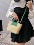 Two Tone Straw Bag Vacation For Summer