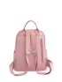 Letter Detail Classic Backpack Pom Pom Decor Preppy For School