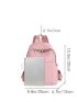 Letter Detail Classic Backpack Pom Pom Decor Preppy For School