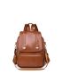 Pocket Front Flap Backpack Vintage PU For School