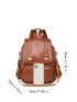 Pocket Front Flap Backpack Vintage PU For School