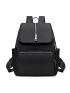 Pocket Front Flap Backpack Polyester Preppy For School