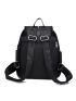 Pocket Front Flap Backpack Polyester Preppy For School