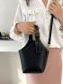 Crocodile Embossed Bucket Bag Mini Black