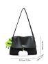 Letter Embroidered Shoulder Tote Bag PU With Bag Charm For Daily Life