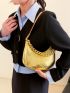 Snakeskin Embossed Hobo Bag Metallic Chain PU For Daily Life