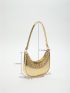 Snakeskin Embossed Hobo Bag Metallic Chain PU For Daily Life