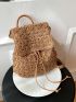 Drawstring Detail Straw Bag Vacation For Daily Life