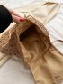 Drawstring Detail Straw Bag Vacation For Daily Life