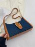 Buckle Decor Baguette Bag Two Tone For Daily Life