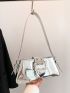 Metallic Buckle Decor Baguette Bag for Women