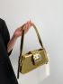 Metallic Buckle Decor Baguette Bag for Women