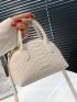 Mini Letter & Crocodile Embossed Dome Bag for Women
