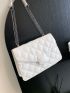 Quilted Square Bag Flap Small White