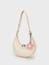 Flower Design Hobo Bag Zipper Cute