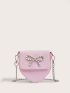 Faux Pearl & Bow Decor Novelty Bag Flap Pink