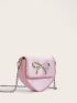 Faux Pearl & Bow Decor Novelty Bag Flap Pink