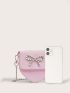 Faux Pearl & Bow Decor Novelty Bag Flap Pink