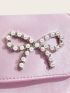 Faux Pearl & Bow Decor Novelty Bag Flap Pink