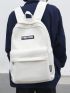 Letter Patch Decor Laptop Backpack Nylon Minimalist