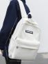 Letter Patch Decor Laptop Backpack Nylon Minimalist