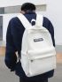 Letter Patch Decor Laptop Backpack Nylon Minimalist