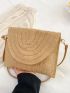 Medium Straw Bag Flap Minimalist Vacation