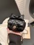 Quilted Square Bag Bow Decor Mini Twist Lock Black