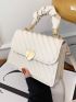 Fashionable Small Square Bag Heart Lock Quilted Detail Flap PU For Daily Life