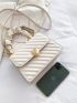 Fashionable Small Square Bag Heart Lock Quilted Detail Flap PU For Daily Life