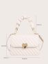 Fashionable Small Square Bag Heart Lock Quilted Detail Flap PU For Daily Life