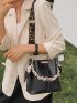 Small Chain & Twilly Scarf Decor Fashionable Black PU For Daily Life