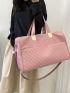 Quilted Travel Bag Large Capacity Pink For Travel