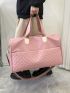 Quilted Travel Bag Large Capacity Pink For Travel