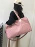 Quilted Travel Bag Large Capacity Pink For Travel