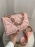 Mini Square Bag Embossed Detail Chain PU Flap For Daily Life