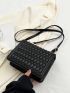 Quilted Square Bag PU Chain Flap Black For Daily Life