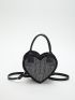 Mini Novelty Bag Studded Decor Heart Design For Daily Life