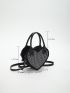 Mini Novelty Bag Studded Decor Heart Design For Daily Life