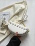 Litchi Embossed Saddle Bag Buckle Decor PU For Daily Life